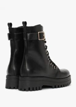 Fiker Black Leather Collar Strap Biker Boots -Daniel Footwear Shop fiker p122125 202804 image