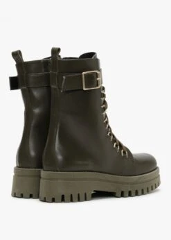 Fiker Green Leather Collar Strap Biker Boots -Daniel Footwear Shop fiker p122126 202809 image
