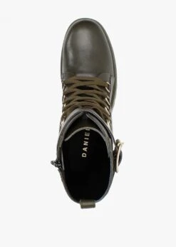 Fiker Green Leather Collar Strap Biker Boots -Daniel Footwear Shop fiker p122126 202811 image