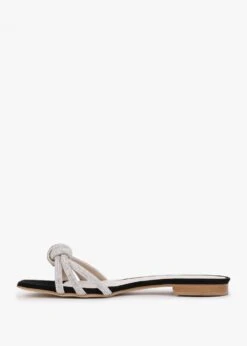 Flatante Black Suede Twisted Diamante Mules -Daniel Footwear Shop flatante p131631 198376 image