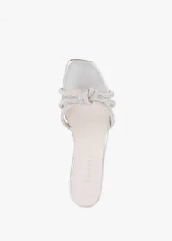 Flatante Silver Leather Twisted Diamante Mules -Daniel Footwear Shop flatante p131633 198386 image