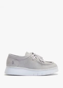 Fly London Ceza Light Grey Suede Lace Up Shoes