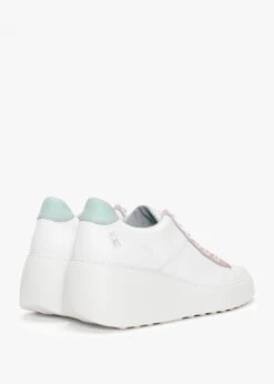 Fly London Delf White Nude Mint Leather Wedge Trainers -Daniel Footwear Shop fly delf p135098 196948 image