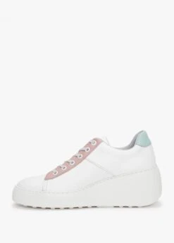Fly London Delf White Nude Mint Leather Wedge Trainers -Daniel Footwear Shop fly delf p135098 196949 image