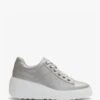 Fly London Delf Silver Leather Wedge Trainers