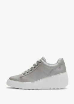 Fly London Delf Silver Leather Wedge Trainers -Daniel Footwear Shop fly delf p135099 196954 image
