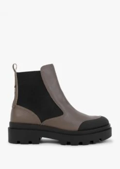 Fly London Jeba Taupe Leather Chunky Chelsea Boots