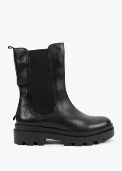 Fly London Judy Black Leather Tall Chelsea Boots
