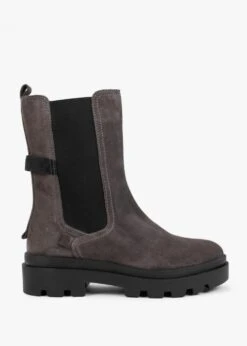 Fly London Judy Grey Suede Tall Chelsea Boots