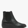 Fly London Nola Black Leather Wedge Ankle Boots