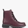 Fly London Ragi Burgundy Pebbled Leather Ankle Boots