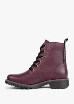 Fly London Ragi Burgundy Pebbled Leather Ankle Boots -Daniel Footwear Shop fly ragi cl p132555 199024 image