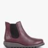 Fly London Salv Burgundy Pebbled Leather Wedge Chelsea Boots