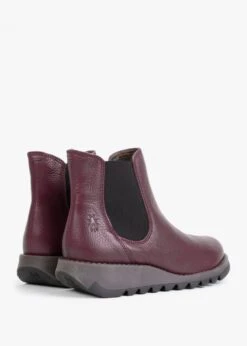 Fly London Salv Burgundy Pebbled Leather Wedge Chelsea Boots -Daniel Footwear Shop fly salv cl p128074 198122 image
