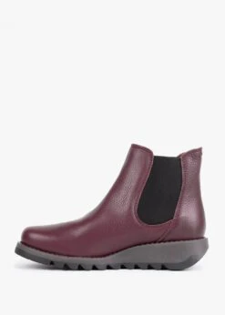 Fly London Salv Burgundy Pebbled Leather Wedge Chelsea Boots -Daniel Footwear Shop fly salv cl p128074 198123 image
