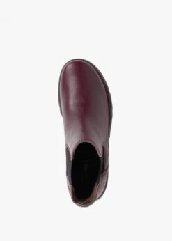 Fly London Salv Burgundy Pebbled Leather Wedge Chelsea Boots -Daniel Footwear Shop fly salv cl p128074 198124 image