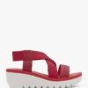 Fly London Yabi Lipstick Red Leather Mid Wedge Sandals