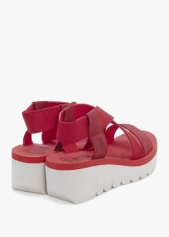 Fly London Yabi Lipstick Red Leather Mid Wedge Sandals -Daniel Footwear Shop fly yabi p135107 195283 image