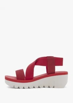 Fly London Yabi Lipstick Red Leather Mid Wedge Sandals -Daniel Footwear Shop fly yabi p135107 195284 image