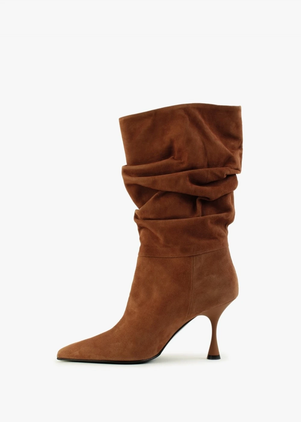 Fointed Tan Suede Ruched Calf Boots 4 Fointed Tan Suede Ruched Calf Boots - Image 4