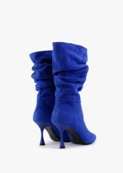 Fointed Blue Suede Ruched Calf Boots -Daniel Footwear Shop fointed p131718 198579 image
