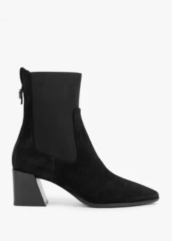 Furla Black Suede Block Heel Chelsea Boots