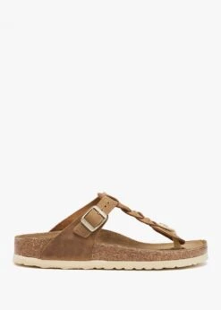 Birkenstock Gizeh Braided Cognac Oiled Leather Toe Post Sandals