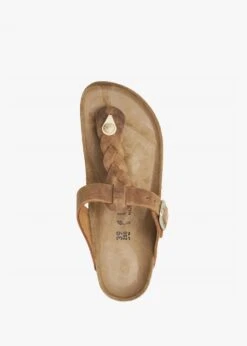 Birkenstock Gizeh Braided Cognac Oiled Leather Toe Post Sandals -Daniel Footwear Shop gizeh braided cognac oiled leather toe post sandals p135858 200568 image