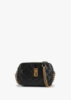 Guess Noelle Quilt Black Logo Cross-Body Camera Bag