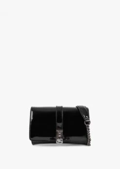 Guess Virtual Mini Black Patent Cross-Body Bag