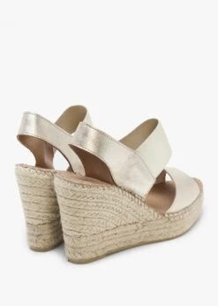 Ilasty Gold Leather Elasticated Front Strap Wedge Sandals -Daniel Footwear Shop ilasty p134955 194957 image