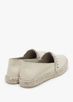 Ilazer Beige Leather Laser Cut Edge Flat Espadrilles -Daniel Footwear Shop ilazer flat p134992 195041 image