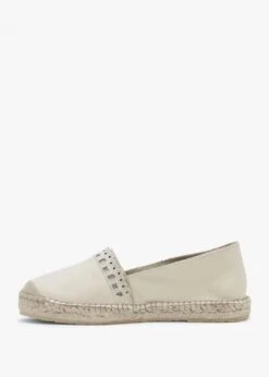 Ilazer Beige Leather Laser Cut Edge Flat Espadrilles -Daniel Footwear Shop ilazer flat p134992 195042 image