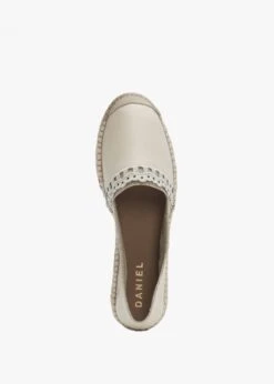 Ilazer Beige Leather Laser Cut Edge Flat Espadrilles -Daniel Footwear Shop ilazer flat p134992 195043 image
