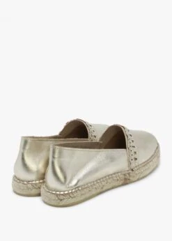 Ilazer Gold Leather Laser Cut Edge Flat Espadrilles -Daniel Footwear Shop ilazer flat p134993 195046 image