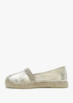 Ilazer Gold Leather Laser Cut Edge Flat Espadrilles -Daniel Footwear Shop ilazer flat p134993 195047 image