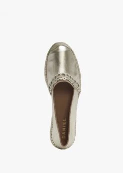 Ilazer Gold Leather Laser Cut Edge Flat Espadrilles -Daniel Footwear Shop ilazer flat p134993 195048 image
