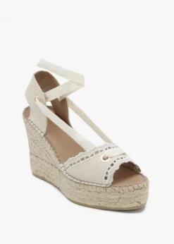 Ilazer White Leather Laser Cut Edge Ankle Tie Wedge Espadrilles -Daniel Footwear Shop ilazer white leather laser cut edge ankle tie wedge espadrilles p134956 194962 image