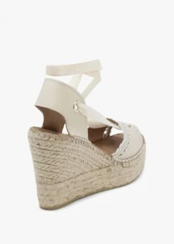 Ilazer White Leather Laser Cut Edge Ankle Tie Wedge Espadrilles -Daniel Footwear Shop ilazer white leather laser cut edge ankle tie wedge espadrilles p134956 194963 image