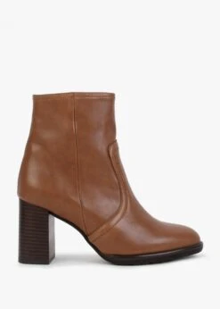 Infusion Tan Leather Block Heel Ankle Boots