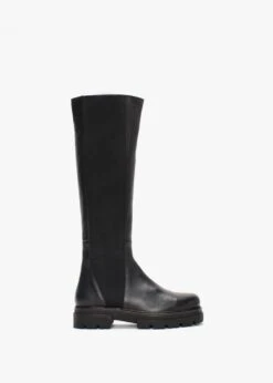 Ivey Black Leather Chelsea Knee Boots