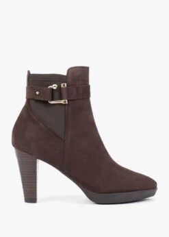 Joyfully Brown Suede Heeled Ankle Boots