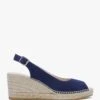 Kate Navy Suede Peep Toe Wedge Espadrilles
