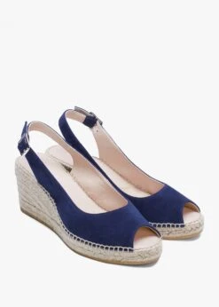 Kate Navy Suede Peep Toe Wedge Espadrilles -Daniel Footwear Shop kate p135334 195541 image