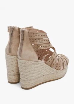 Kimmy Beige Suede Laser Cut Wedge Espadrilles -Daniel Footwear Shop kimmy p135318 195519 image
