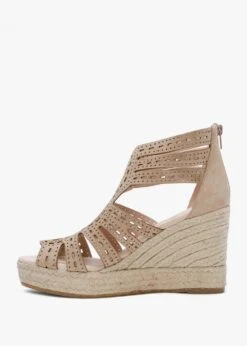 Kimmy Beige Suede Laser Cut Wedge Espadrilles -Daniel Footwear Shop kimmy p135318 195520 image