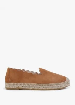 Kora Tan Suede Scalloped Espadrilles