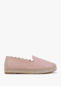 Kora Pink Leather Scalloped Espadrilles