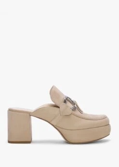 Kennel & Schmenger Ira Beige Suede Backless Block Heel Loafers