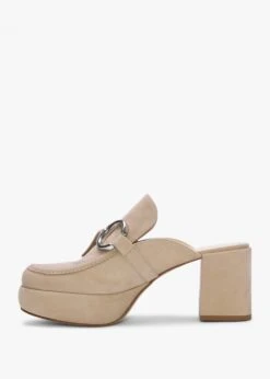 Kennel & Schmenger Ira Beige Suede Backless Block Heel Loafers -Daniel Footwear Shop ks ira p135140 195314 image